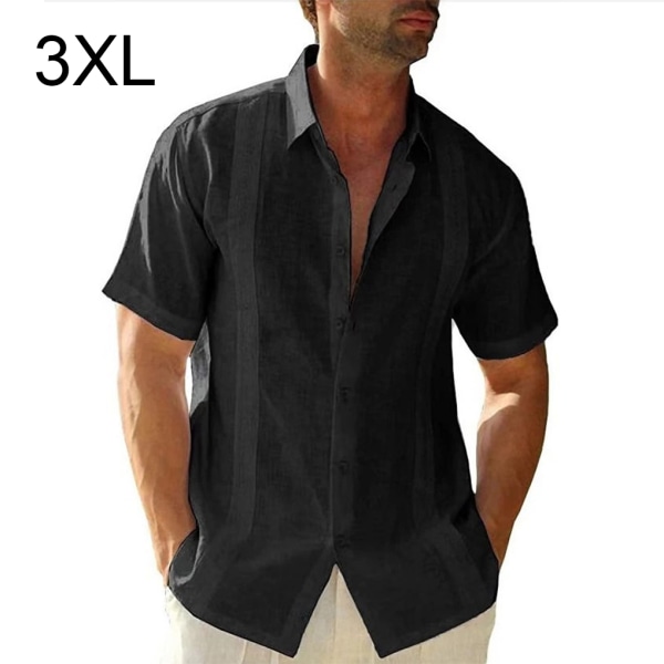 1/2 Resande Fotvandring Herr Button Down Skjorta Sommar Enkel Black XXXL 1 Pc