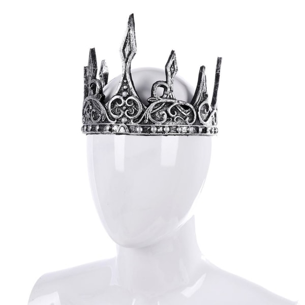 King För Crown for Men Födelsedag för män Medeltida för Balfest Ancient silver 23.62x5.91 Inch