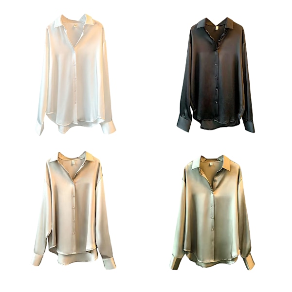 Kvinnor Button-up skjorta Arbetar Lapel Blus Kläder Kläder Champagne Apricot S