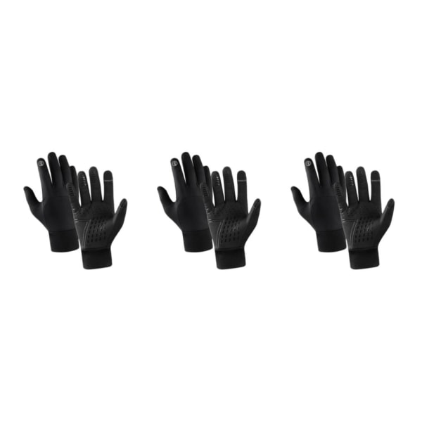 1/2/3 Men Winter Touch Screen Bekväm Full Finger för cykling Black XL 3Set