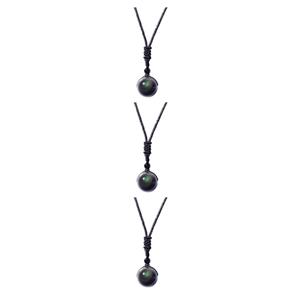 1/2/3/5 Natural Necklace Obsidian Pendant För Talisman Bra 16mm 3Set