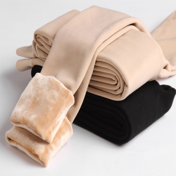 1/2 Mode Dam Fleece Fodrade Tights Thermal Strumpbyxor Ytterkläder Skin Color 300g With feet 1 Pc