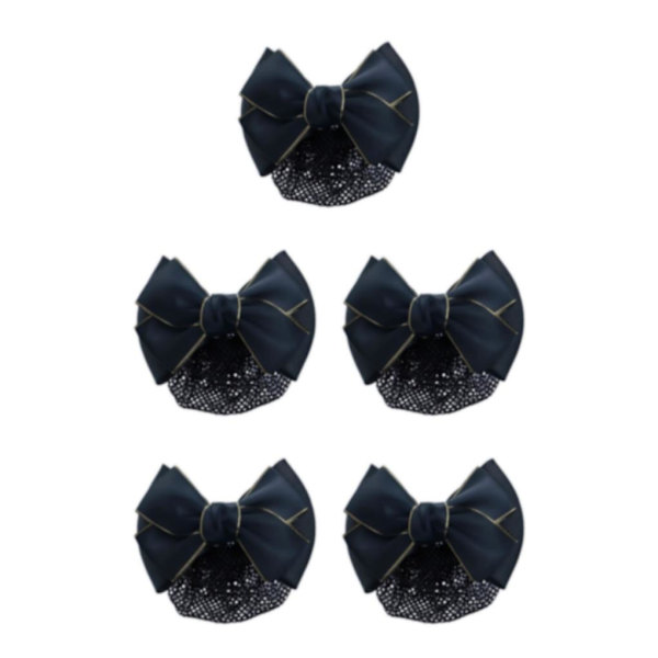1/2/3/5 tyg lätt att bära Elastiska hårnät för moderiktiga Gold rim - black 5Set