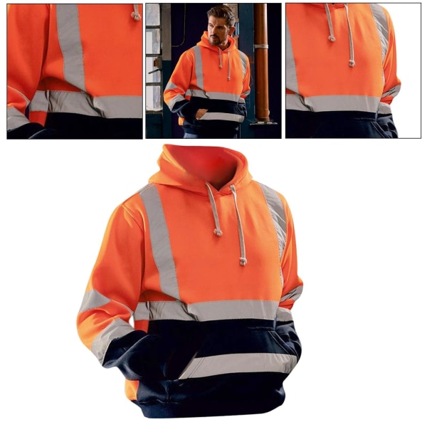 1/2 Säkerhet High Visibility Herr Hoodie Sweatshirt Toppar Sport orange XXL 1Set