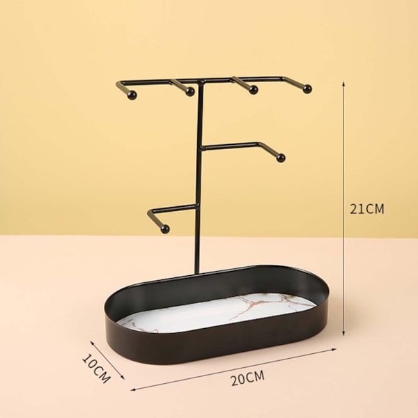 1/2/3/5 Smycken Organizer Stand Fack Display Rack för ringar Black Marbling 20 x 10 x 21cm 1Set