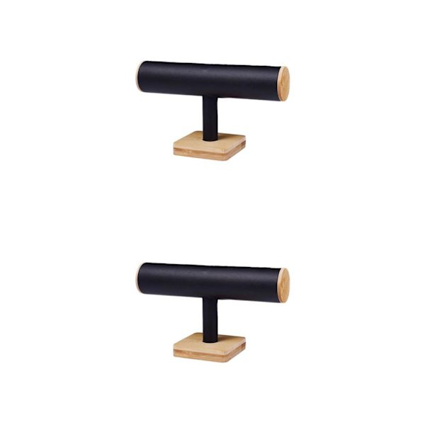 1/2 trätillverkat armbandsskärmstativ, hållbart och utsökt hantverk Black 2Set