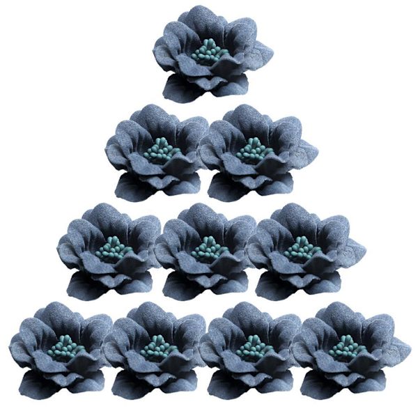 1/2/3/5 10 stycken Camellia Flower Heads för gör-det-själv-hårtillbehör Dark blue 4.5cm 1Set