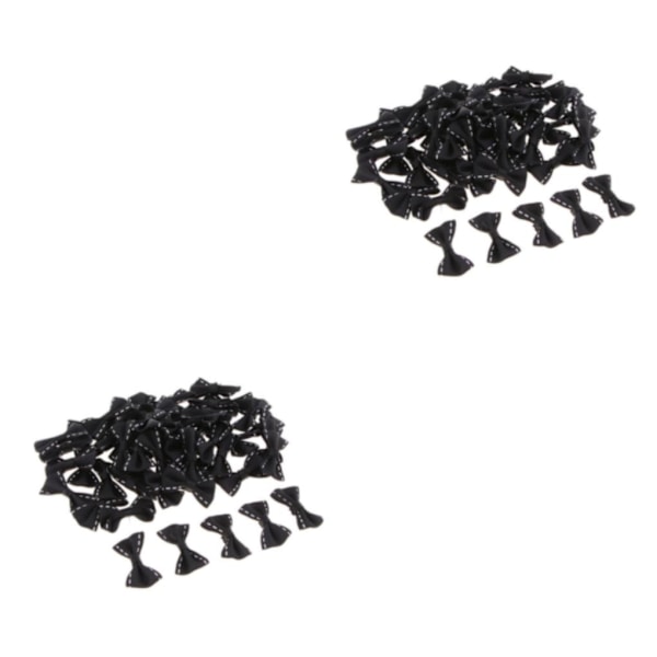 1/2/3/5 50 stycken söta satängrosettband Applikationsutsmyckningar Black 3.7×2cm 2Set