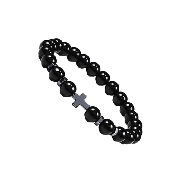 1/2/3/5 Wide Application Cross Beaded Armband för alla tillfällen glossy black 5Set