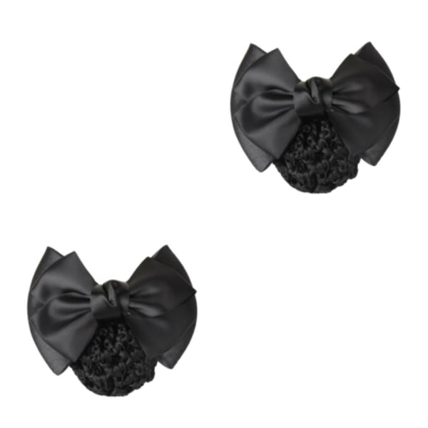 1/2/3/5 tyg lätt att bära Elastiska hårnät för moderiktiga Two Bows-black 2Set