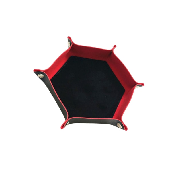 1/2 tärningsbricka PU-läder dubbelsidig tärningsmatta för brädspel Red Black 1Set
