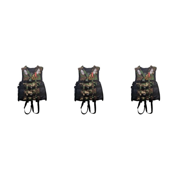 1/2/3 Vuxna Hjälpväst Kajak Ski Flytkraft Fiske Segel Vattensport Green Camouflage S 3PCS