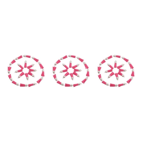 1/2/3/5 100 stycken Tofs Nyckelring Snygg DIY Tofs Tillbehör Rose Red-Silver 3Set