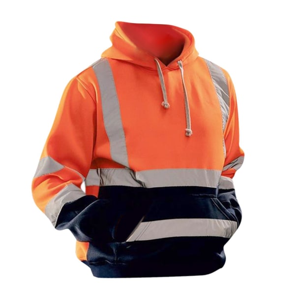 1/2 Säkerhet High Visibility Herr Hoodie Sweatshirt Toppar Sport orange 5XL 1Set