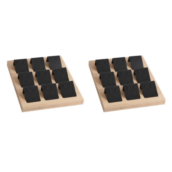 1/2/3 trä örhängeskorthållare med bricka för smycketillbehör 9 Pair Black 2Set