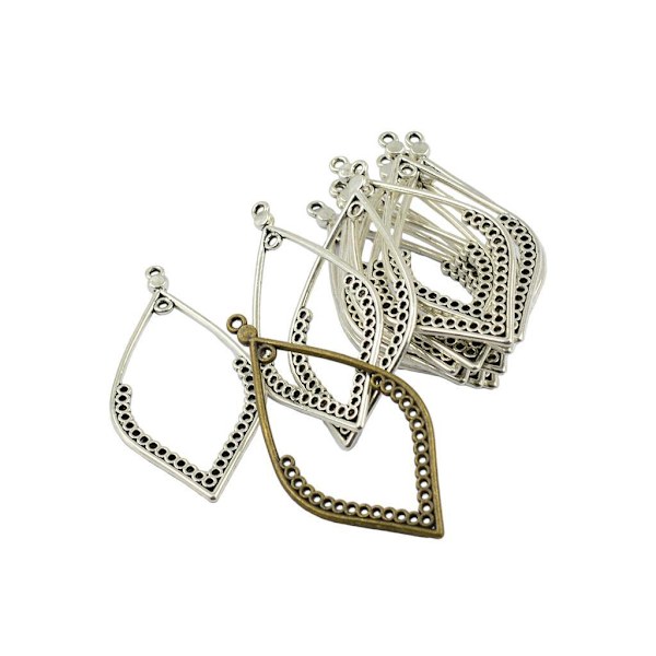 24st Tibetanskt Silver Brons Örhänge Blad Drop Frame För Charms