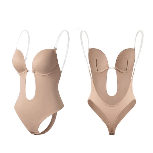 Kvinnor Backless Body Deep V Neck Body För Shaper för bröllop L
