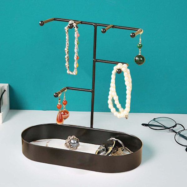 1/2/3/5 Smycken Organizer Stand Fack Display Rack för ringar Black Marbling 20 x 10 x 21cm 1Set