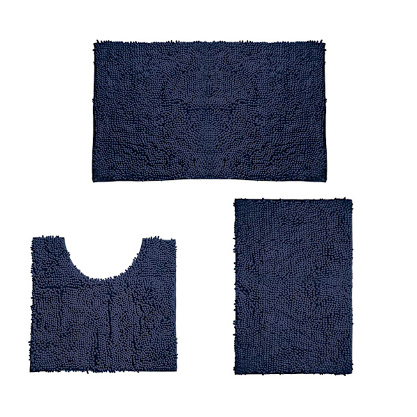 utmärkt Randiga badrumsmattor Non-Slide 3-delad Set För dark blue