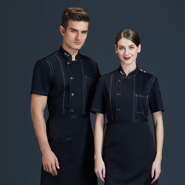 1/2/3 Svart Lätt att rengöra Chef Coat Button Chef Uniformer För black l 1Set