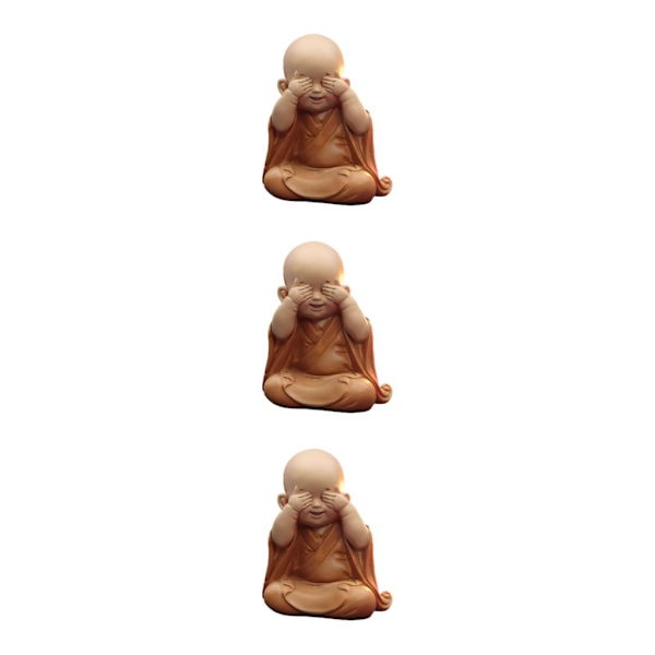 1/2/3 Söt Buddha Staty Monk Figurine Ornament Little för cover eyes height 10cm 3Set
