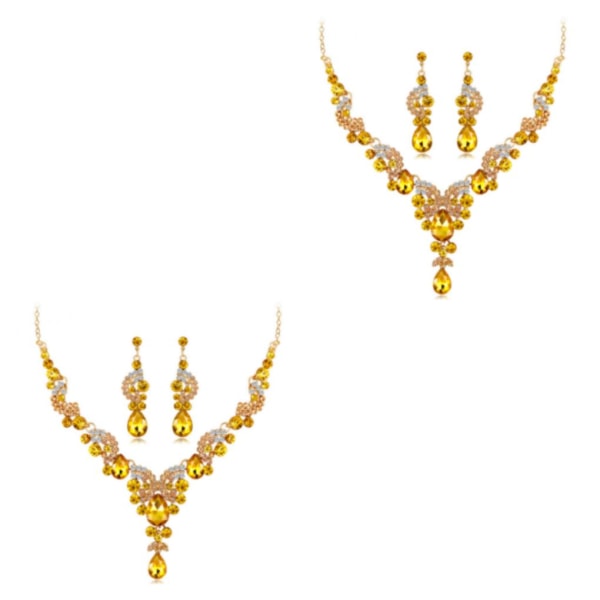 1/2/3/5 3 stycken/ set kvinnor halsband bröllop bröllop örhänge Champagne 2PCS