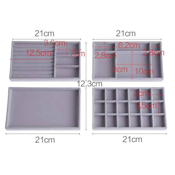1/2/3/5 Stapelbar smyckesbricka Multipurpose Portable Velvet för Empty Tray Style A 5Set
