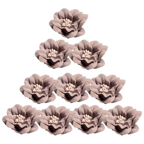 1/2/3/5 10 stycken Camellia Flower Heads för gör-det-själv-hårtillbehör Coffee 4.5cm 1Set