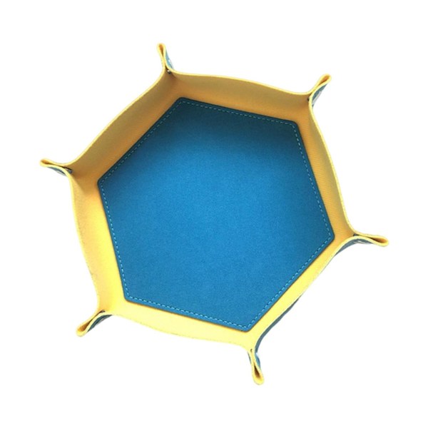 1/2 tärningsbricka PU-läder dubbelsidig tärningsmatta för brädspel Blue Yellow 1Set