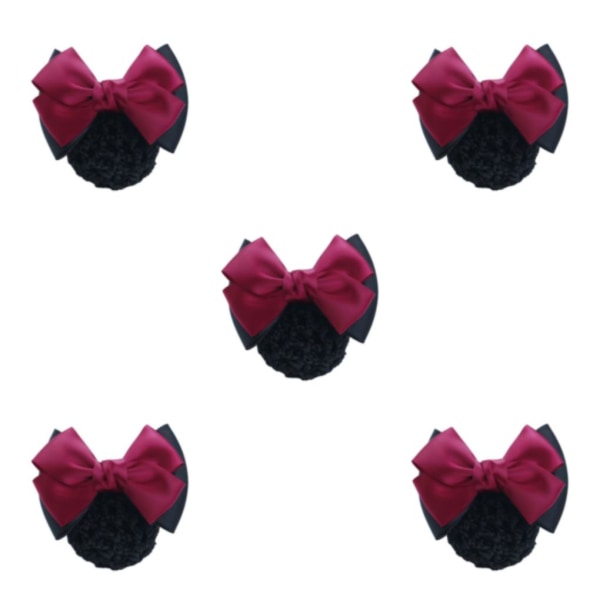 1/2/3/5 tyg lätt att bära Elastiska hårnät för moderiktiga Two Bows- rose red 5Set