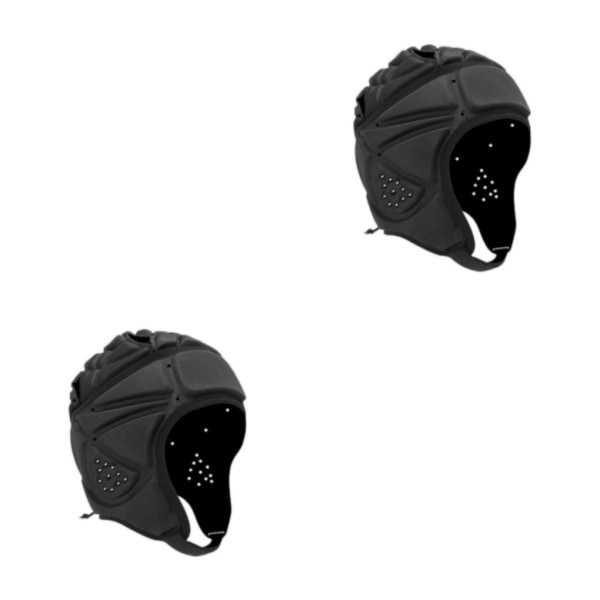 1/2 EVA Sponge Rugby Huvudskydd Justerbar för Hockey Fotboll black 2PCS