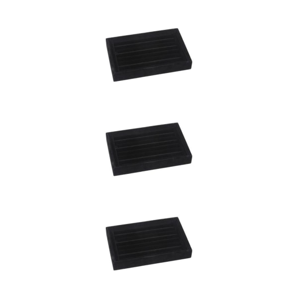 1/2/3/5 Stapelbar smyckesbricka Multipurpose Portable Velvet för Flannel Black 227x146x31mm 3Set