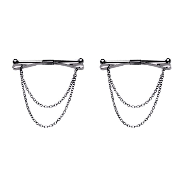 1/2/3/5 Mode mäns krage Bar Pin med kedja Cravat spännen 2Set