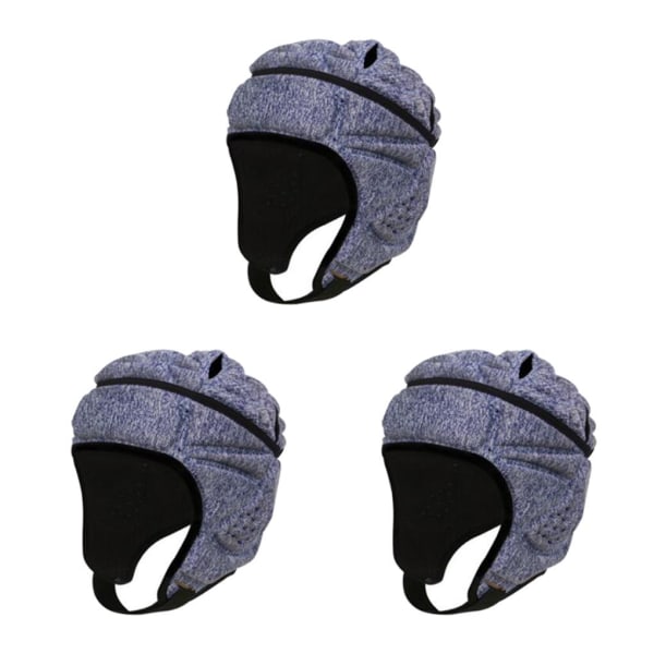 1/2/3 EVA Målvakt Rugby Fotboll Fotboll Rugby Hat Head White Blue 3PCS