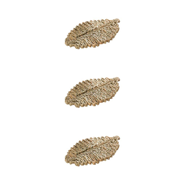 1/2/3/5 Rattan Placemat för Creative Thicken Khaki Leaf Shaped Light Brown 23x16cm 3Set