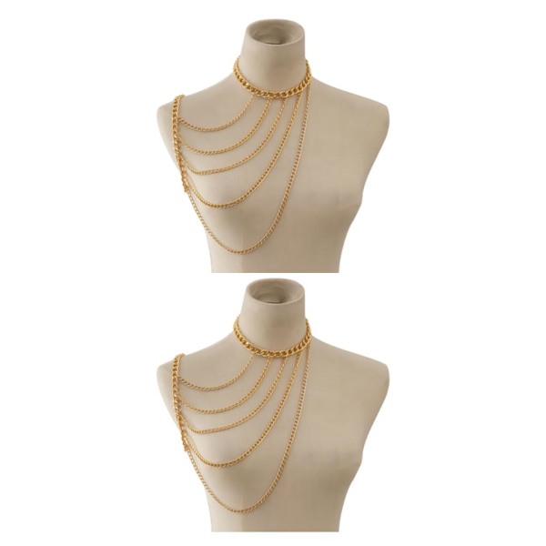 1/2/3/5 Body Chain Multi lager En Shoulder Smycken Tofsar Golden 2Set