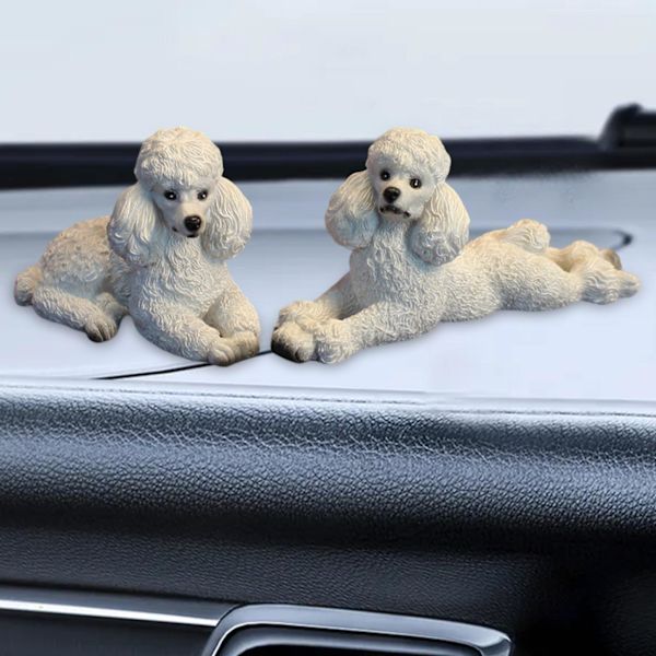 1/2/3 Pudel Hund Staty Djur Figurine Vardagsrum Kontor White 8.6x4x6cm 12.5x4x5.8cm 1Set