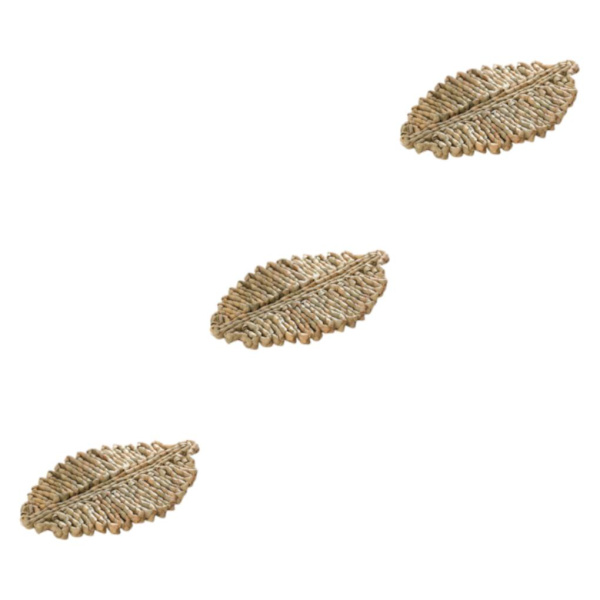 1/2/3/5 Rattan Placemat för Creative Thicken Khaki Leaf Shaped Light Brown 23x16cm 3Set
