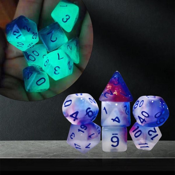1/2/3 7Pack Multi tärning Set Glow in Dark för rollspel 1Set