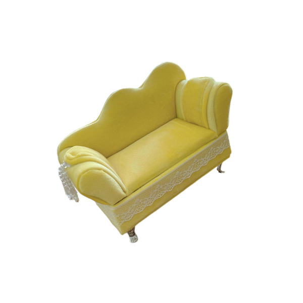 1/2 Chic smycken case för flickor Kvinnor Ringar halsband Sofa Cream Yellow 2Set