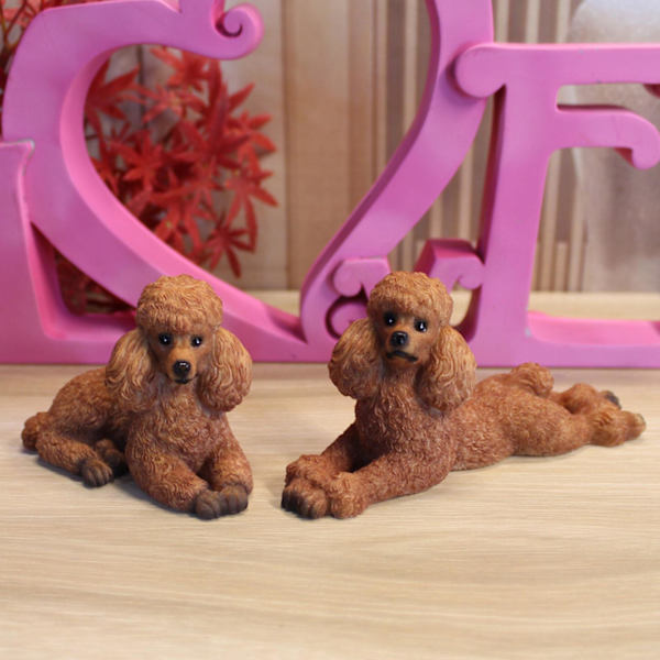 1/2/3 Pudel Hund Staty Djur Figurine Vardagsrum Kontor Light Brown 8.6x4x6cm 12.5x4x5.8cm 1Set