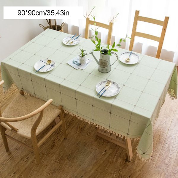 1/3 bomullslinne rutigt galler bordsduk Elegant och hållbar 90*90cm 1Set