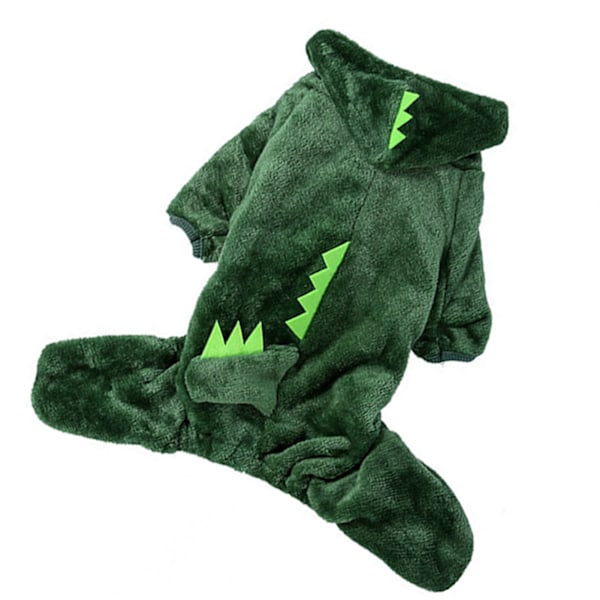 Hundtecknad dräkt söt dinosaurieform mjuk korallfleece varm hund Halloween-dräkt vinterhoodie kläder för hundar katter dinosaurie XXL