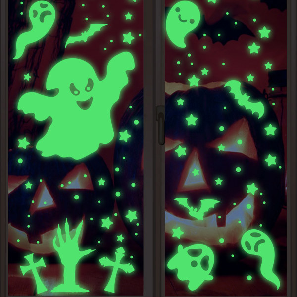 2 delar Halloween Glow, GSLHOst Väggdekaler FladdermSLUS Väggdekaler Night Glow Dekaler för Halloween temafest