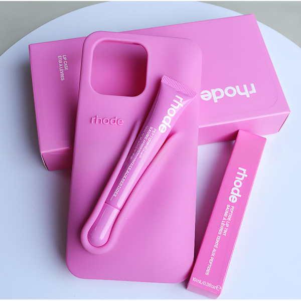 rhode 2-i-1 silikoneetui med lipgloss-holder, beskyttende mobilcover kompatibelt med iPhone, fås i (9 farver) Lys lilla Bright purple iphone15Pro