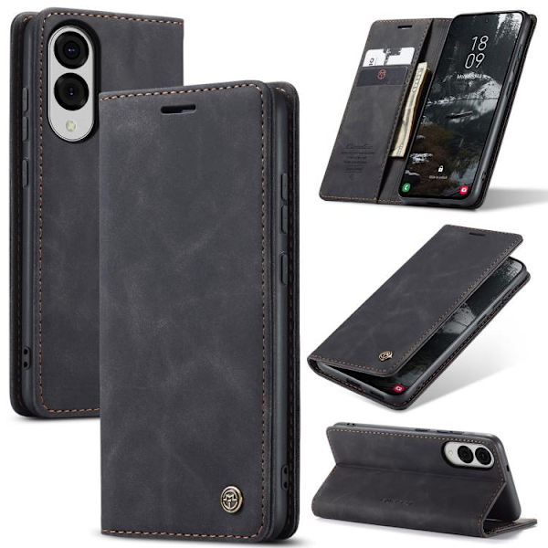 Samsung Galaxy S25 Edge 5G Etui CaseMe 013 Multifunktionelt Horisontalt Flip Læder {ad} Svart