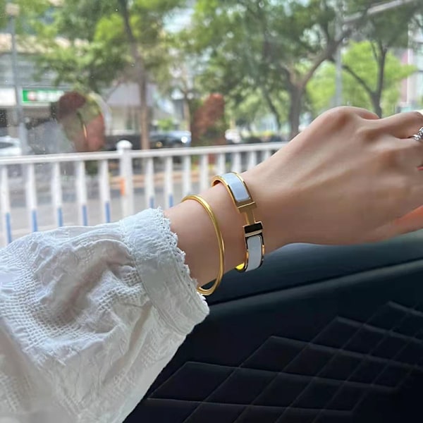 Armband, 18KH Bokstavsspänne för Män och Kvinnor, Armband i Rostfritt Stål för Par, Guld Svart gold black