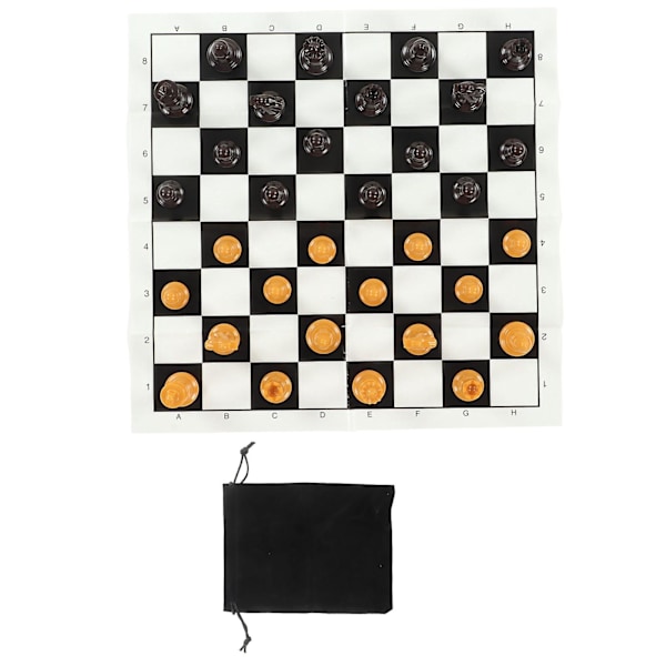 PS International Chess Set 25CM muovikalvolla shakkilaudalla aikuisille ja lapsille - Ruskeat muoviset shakkinappulat mukana