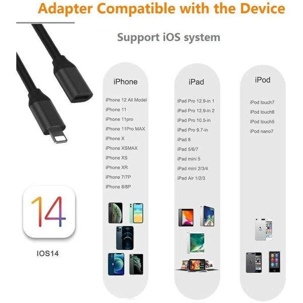 1 m:n Lightning-jatkokaapeli iPhonelle iPadille iPhone-jatkokaapeli Apple MF