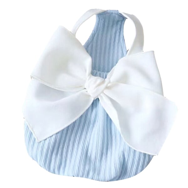 Cute Dog Clothes Fashionable Bow Tie Decoration Puppy Clothes Summer Pet Clothes for Small Dogs Blue (Hair Pin Not Included) XL